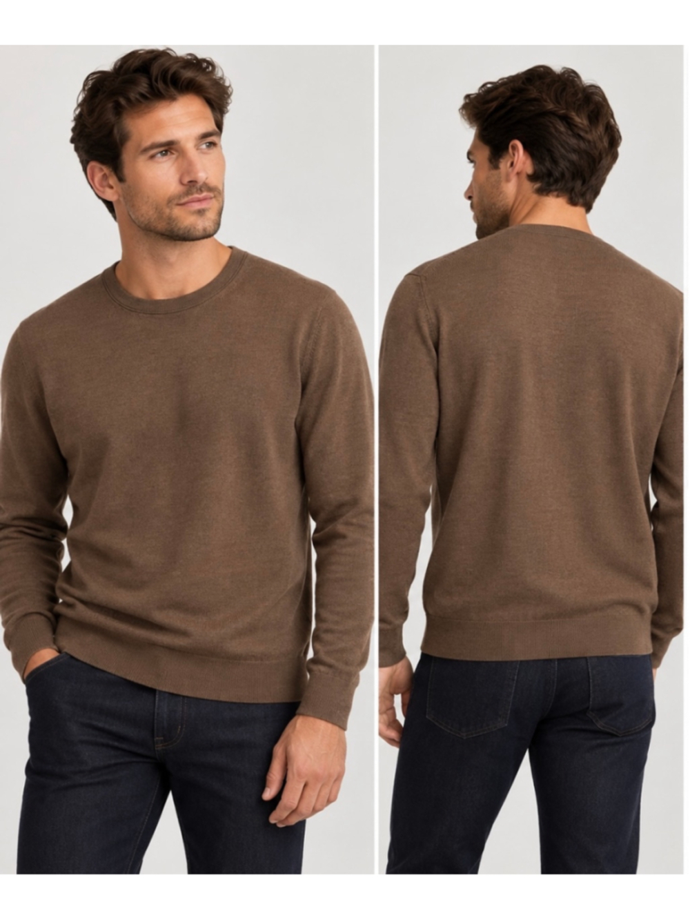 Reiss Men’s 100% Merino Wool Brown Crewneck Sweater Size M